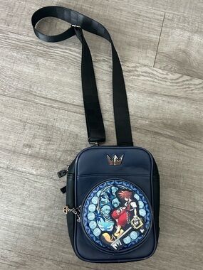 Disney Navy Blue Messenger Bag with Character Stained-Glass Panel